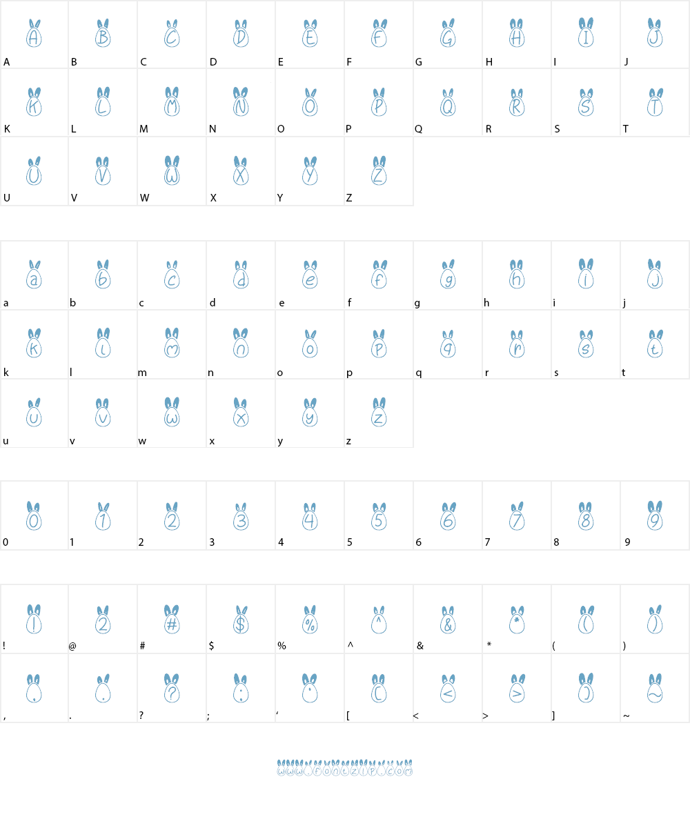 Eggy Bunny Ear Font Character